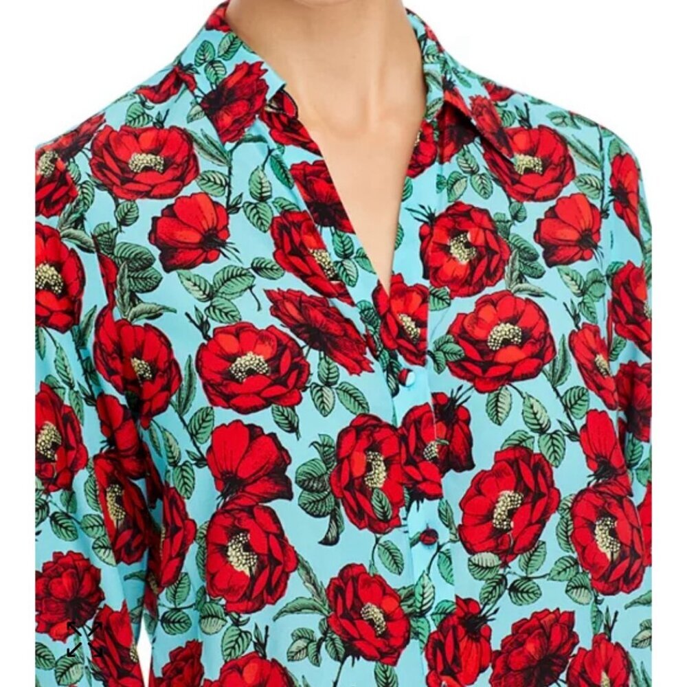 ALICE+OLIVIA SILK BLOUSE BUTTON DOWN PREPPY CHIC TRENDY GREEN RED FLORAL
SZ XS - Picture 5 of 14